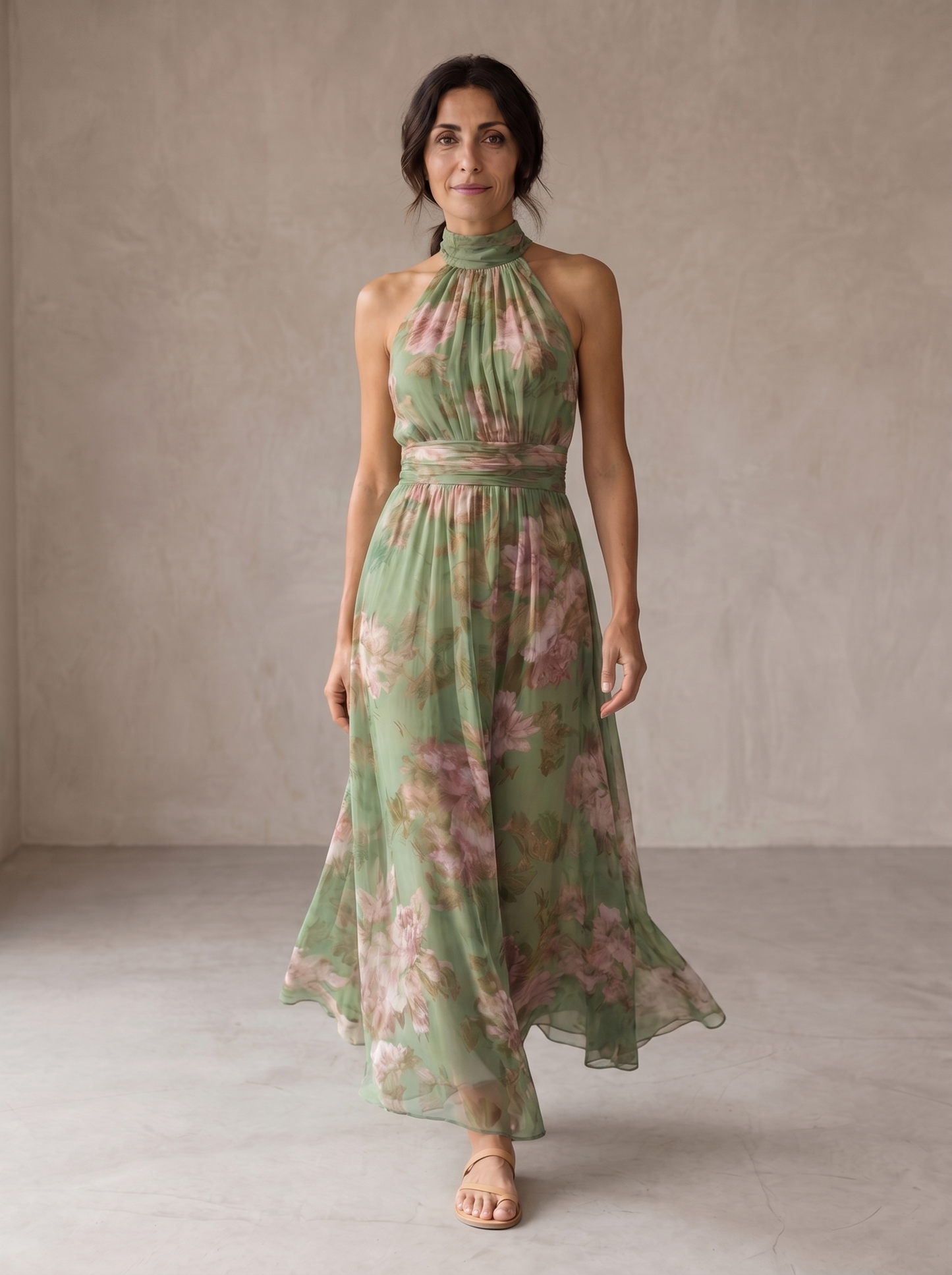 Livia | Maxikleid mit floralem Halter und elegantem Design