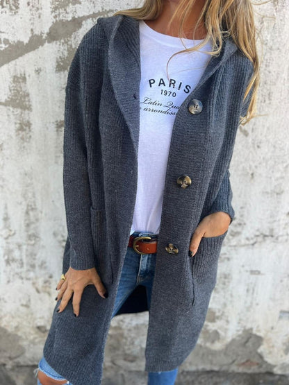 Ruby | Gemütlicher Longline-Cardigan mit Kapuze