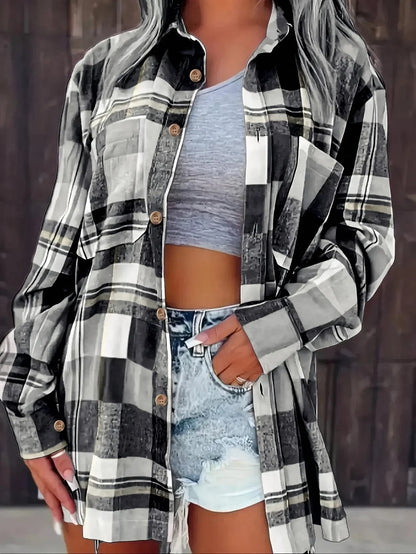 Eva | Kariertes Flanell-Cardiganhemd