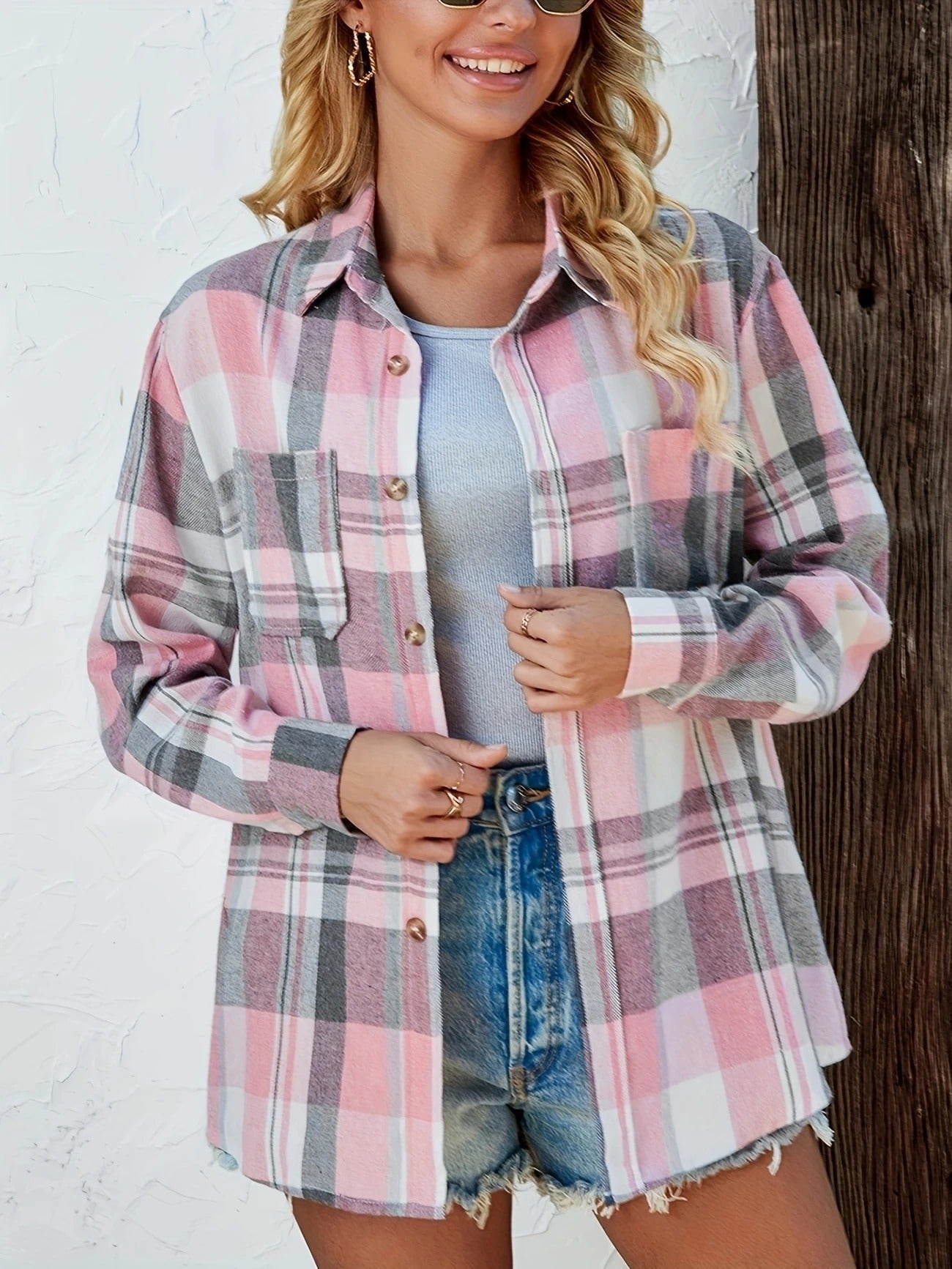 Eva | Kariertes Flanell-Cardiganhemd
